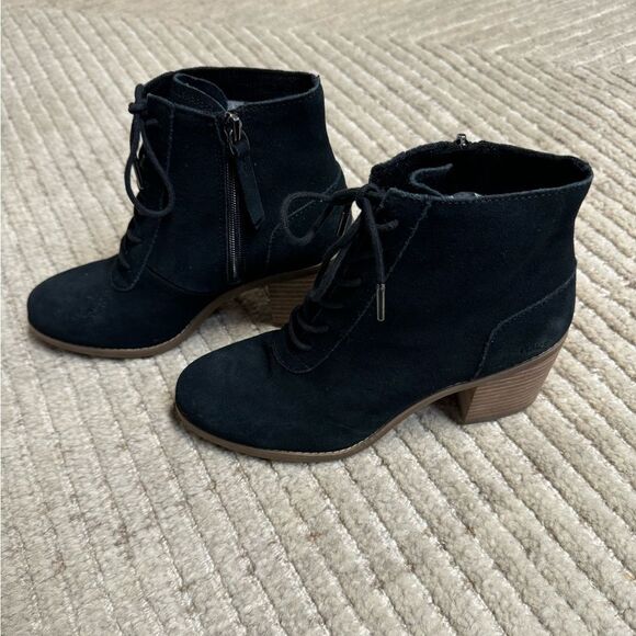 TOMS Evelyn Heeled Black Suede Boot Size 6.5 - Picture 6 of 12